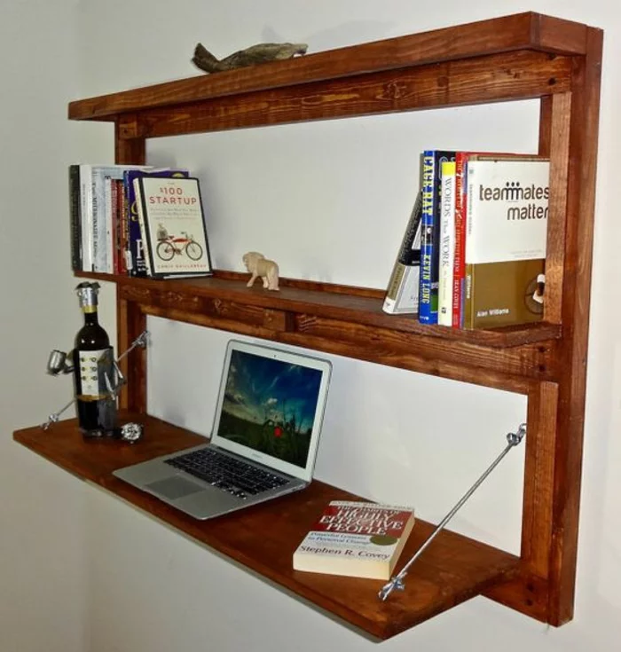 klappbarer Schreibtisch kleines Home Office Wandschrank Holz