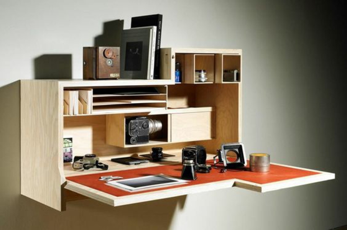 Klappschreibtisch im kleinen Home Office - 33 Fotobeispiele