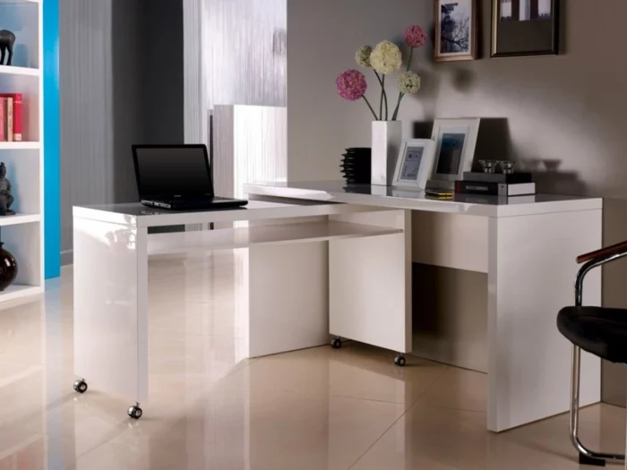 moderne büroeinrichtung weiße büromöbel rollen ergonomisch