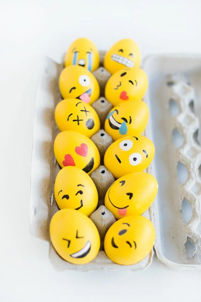 ostereier bemalen basteln mit kindern gelbe eier smiles