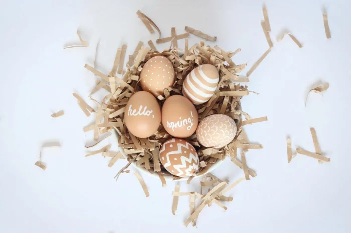 ostereier bemalen puristische eier gestalten basteln mit kindern
