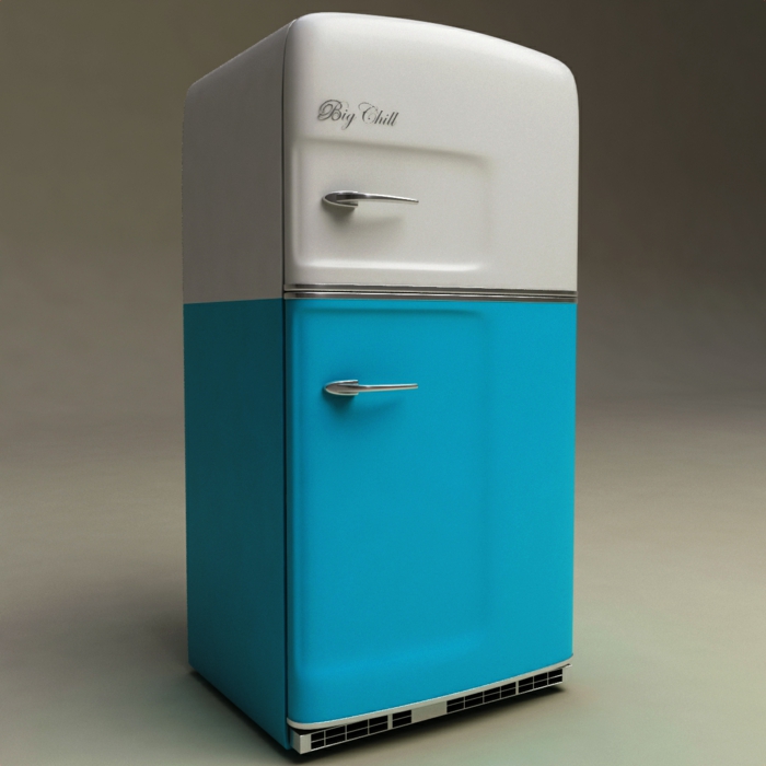 retro kühlschrank marke big chill blau weiß vintage