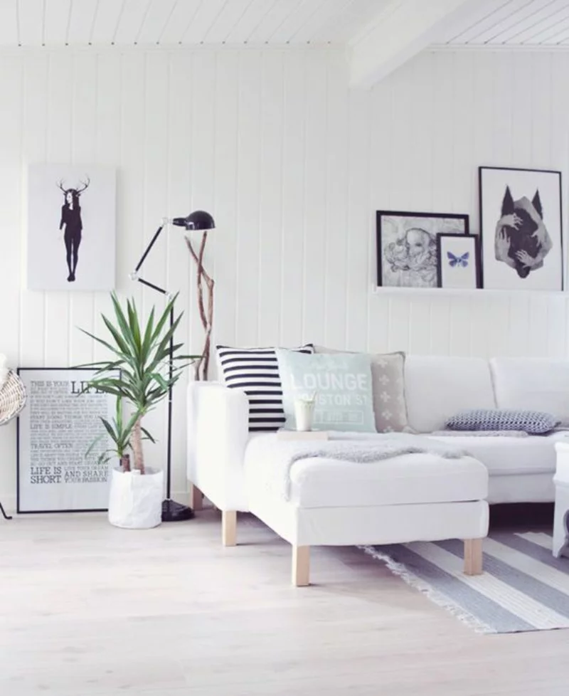 skandinavische Deko Wohnzimmer Ideen Fotowand selber machen