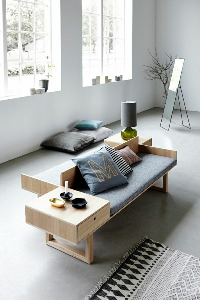 skandinavische möbel sofa mit couchtisch holz