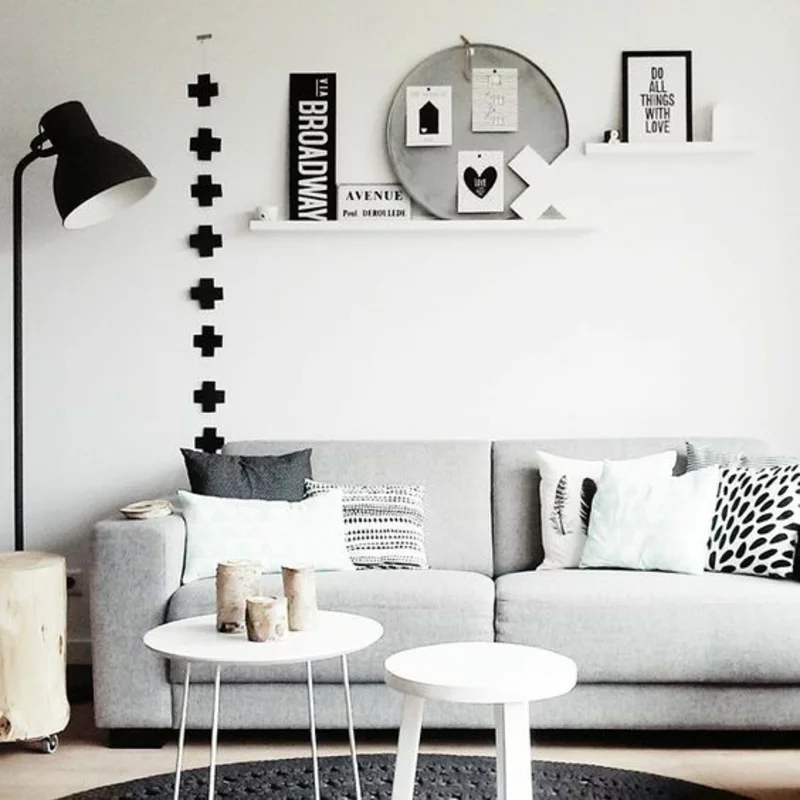 skandinavisches Design Einrichtungsbeispiele schwarz weiß