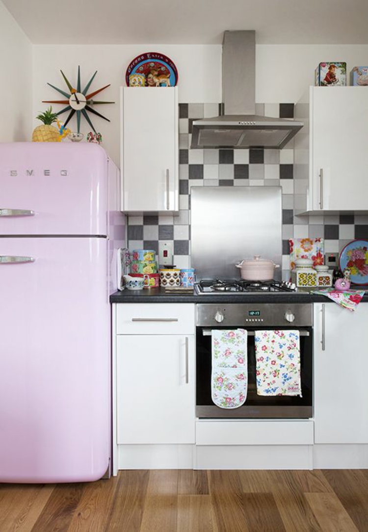 smeg Retro Kühlschrank rosa Küchenideen Küchengeräte