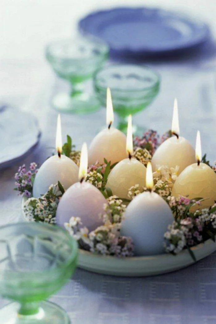 tischdeko ostern kerzen eier dekoideen