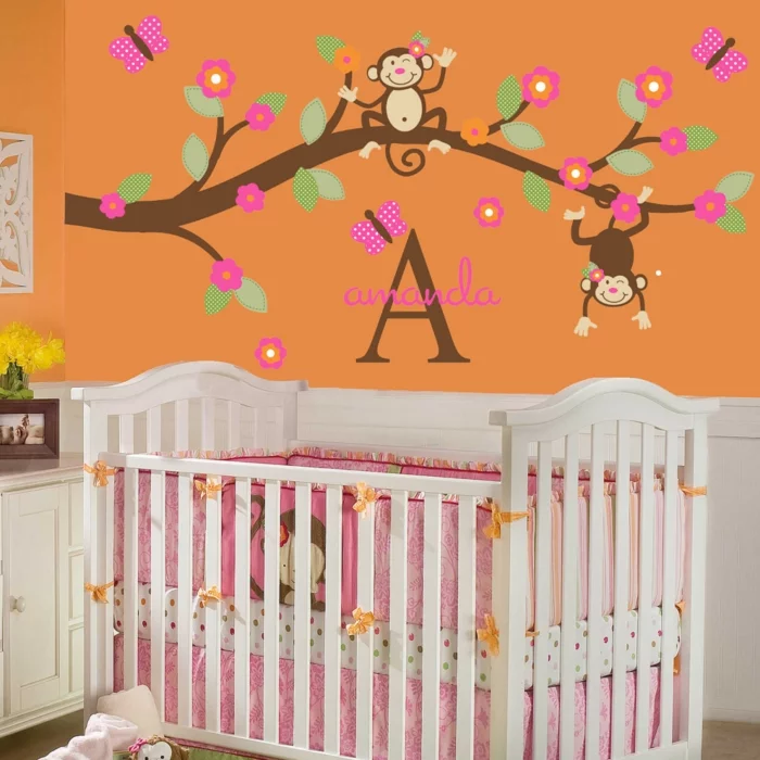 wandfarbe ideen orange babyzimmer gestalten wandsticker