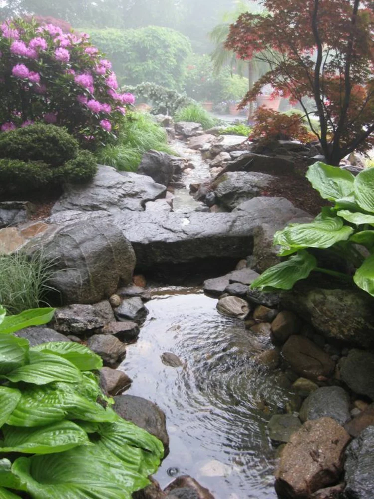 Bilder Gartenteiche große Steine und Gartenpflanzen natürliche Gestaltung als Inspiration