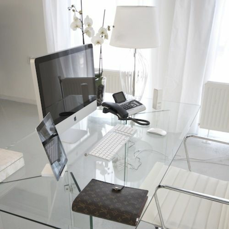 Büroeinrichtung Büromöbel Glasschreibtisch Home Office skandinavisch einrichten