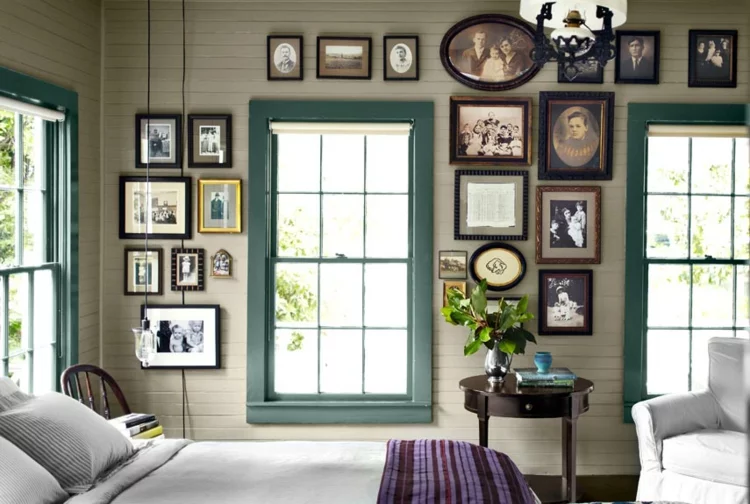 Ideen für Fotowand Wand dekorieren Bilderrahmen klassisches Schlafzimmer