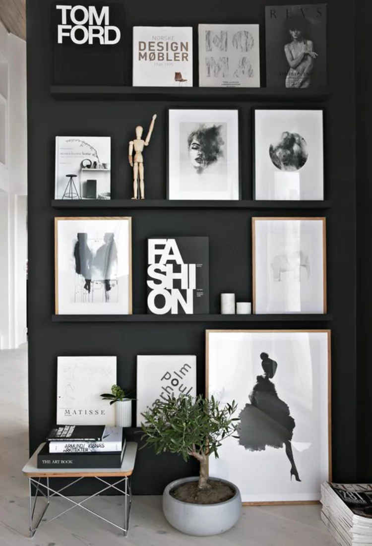 Fotowand Ideen kreative Wandgestaltung schwarz weiß
