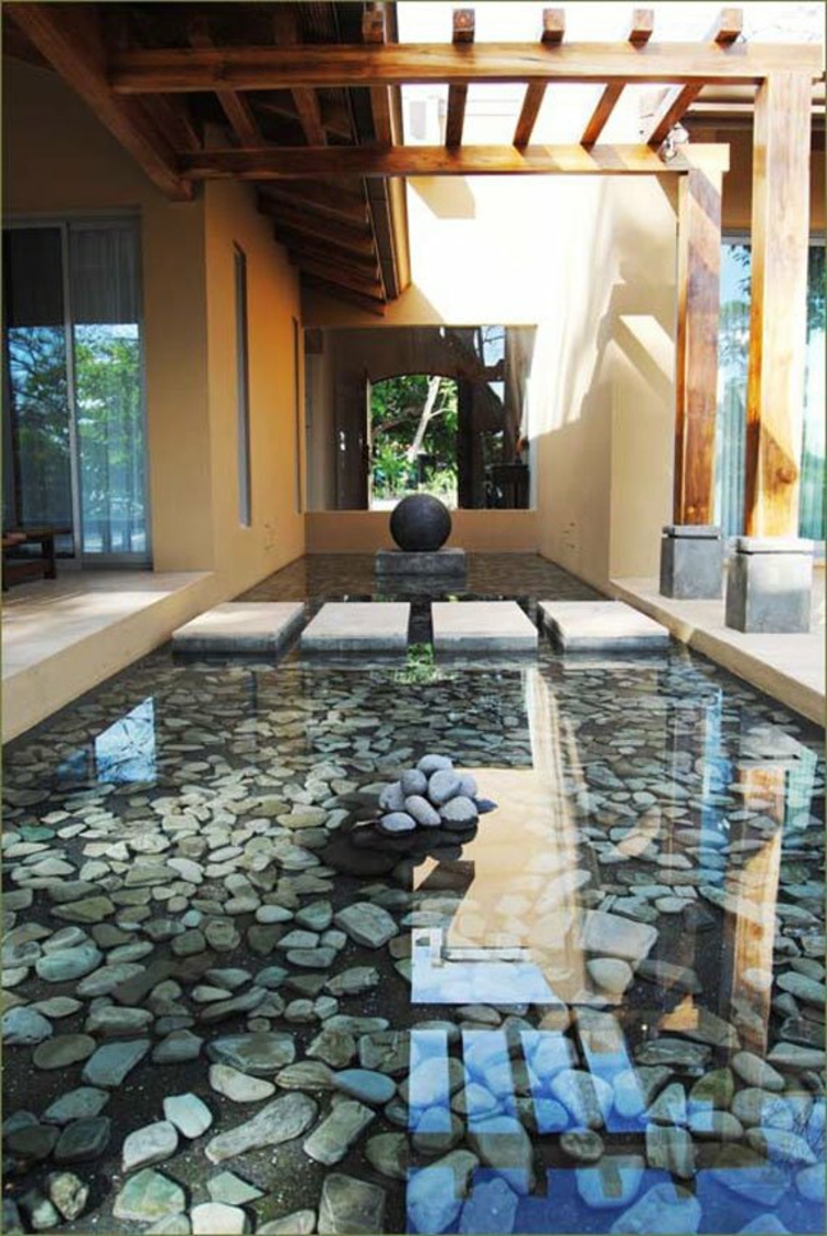 Gartenteich Bilder japanische Gartengestaltung mit Steinen und Wasser
