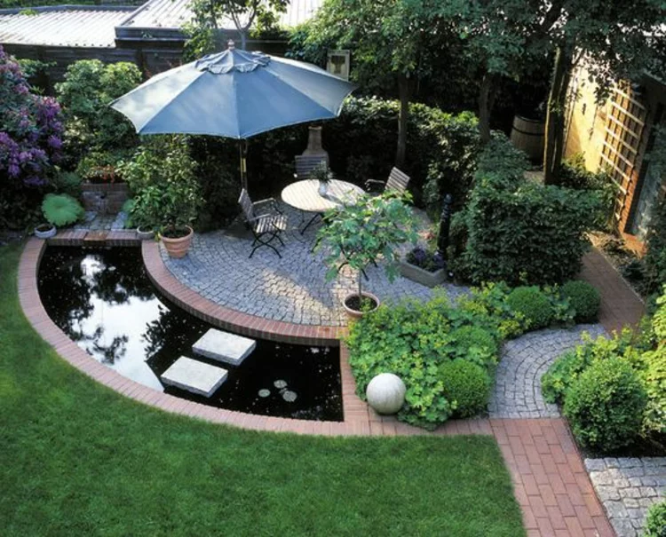 Gartenteich Bilder kreative Gartenideen Gartenmöbel Wohlfühloase im Freien perfekte Gestaltung 