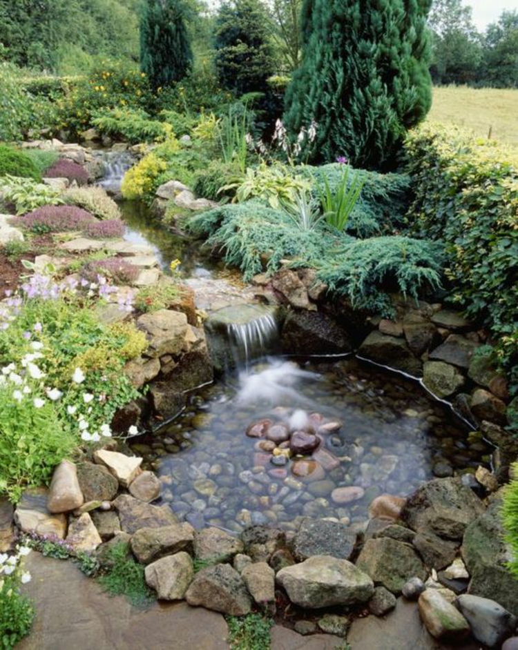 Gartenteiche Bilder Teich anlegen Flusssteine Pflanzen