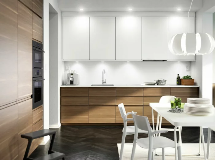 Küchenplanung Ikea Küchen holz weiss modern glatt