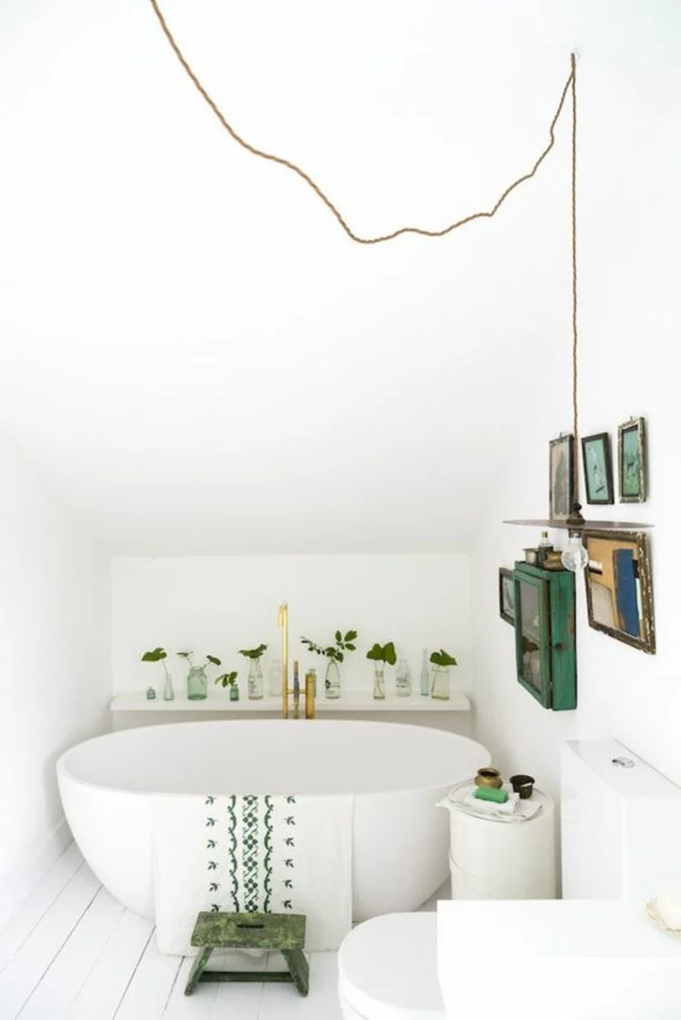 Wohntrends 2016 frühlingshafte Badezimmer Dekoration grün Zimmerpflanzen