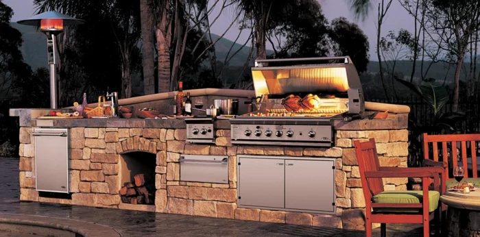außenküche selber bauen naturstein diy ideen grill eingebaute küchengeräte