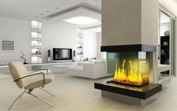 bequeme sessel wohnzimmer einrichten moderne feuerstelle erholungsecke