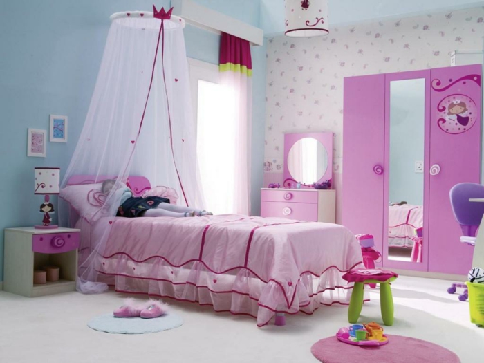 einrichtungsideen kinderzimmer rosa mädchenzimmer wandtapete