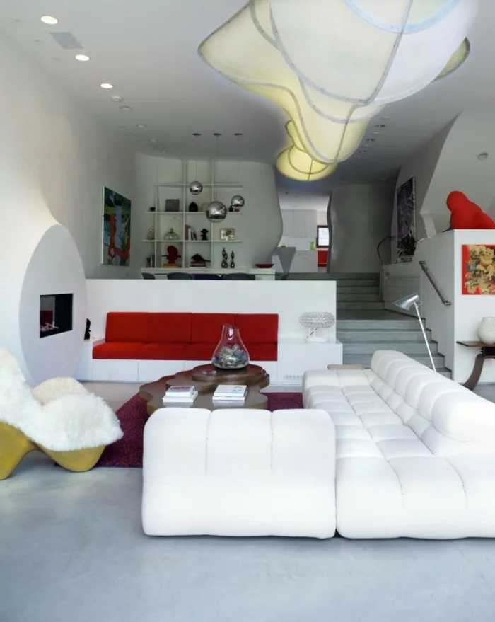 einrichtungsideen wohnzimmer dekorieren weiße möbel futuristisch