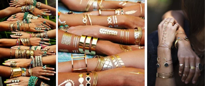 hippie schmuck indisch armreifen armketten gold steine