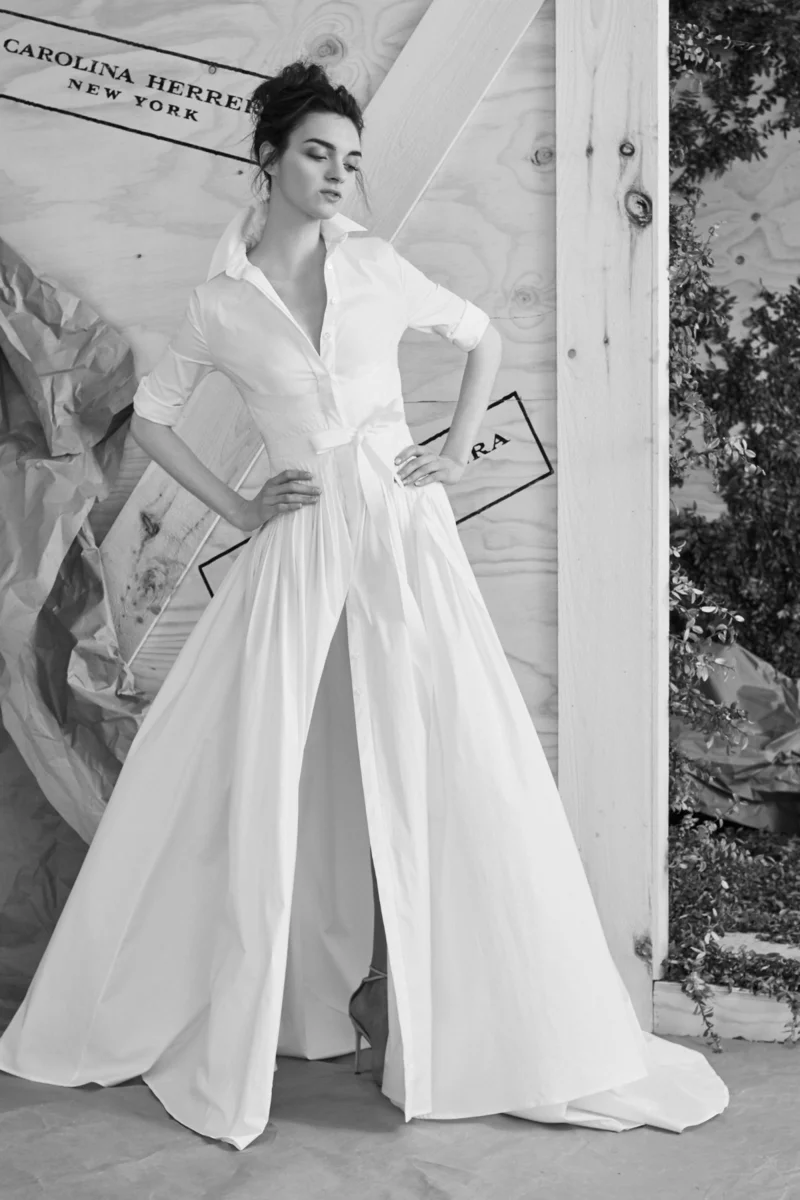 moderne Brautkleider Carolina Herrera Brautmofe Hemdkleid lang