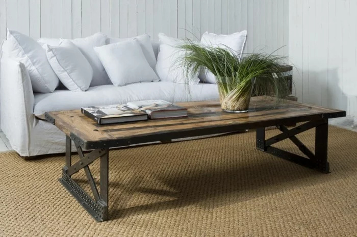 origineller möbel trend weisses sofa sisal teppich