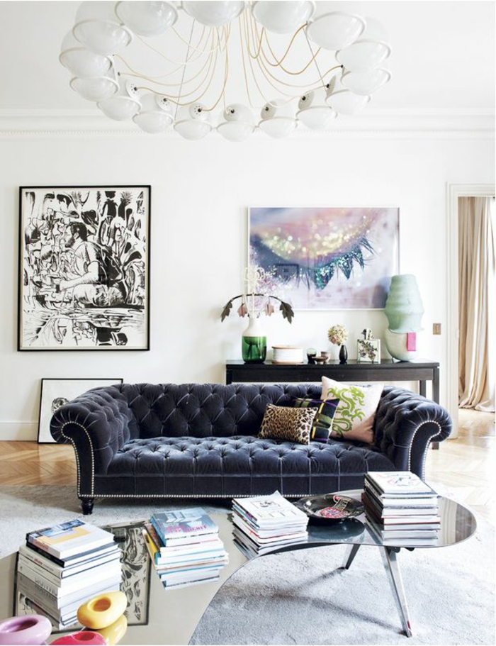 sofa chesterfield dunkles design helle wände