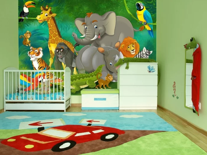 tapete kinderzimmer babyzimmer wandgestaltung ideen farbiges interieur