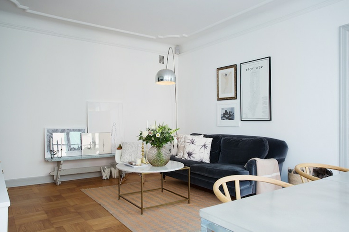 wohnzimmer modern einrichten kleiner raum weiße wände