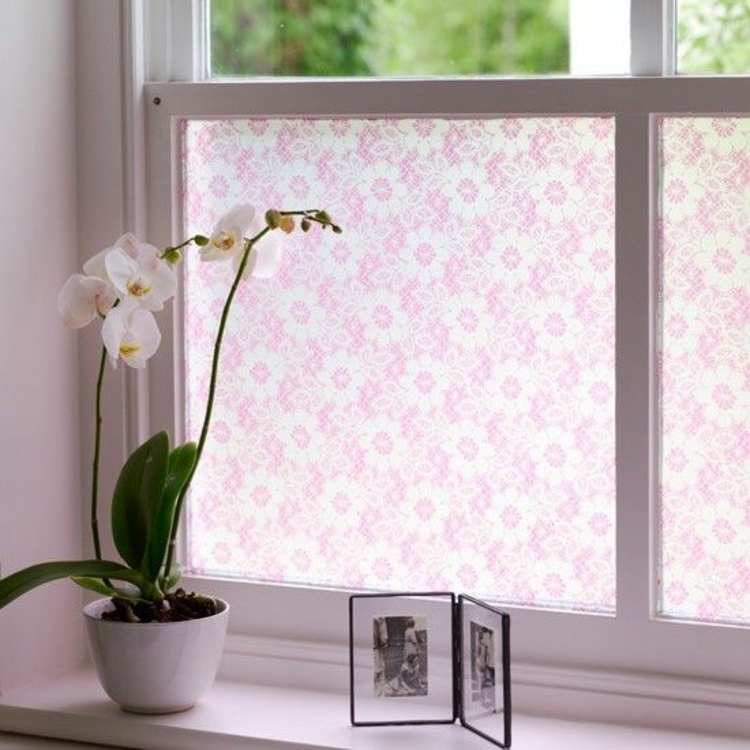 Fensterdeko Ideen Küche Zimmerpflanzen Orchidee Fensterfolie Blumenmuster