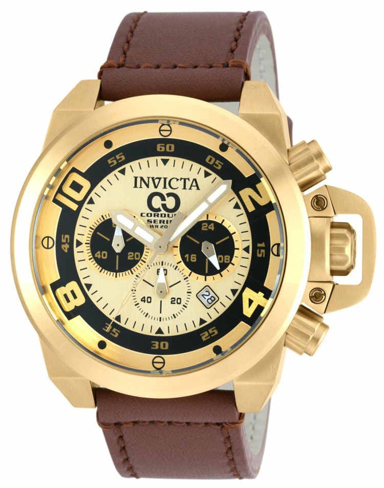 Invicta Armbanduhren Lederband braun gute Uhrenmarken