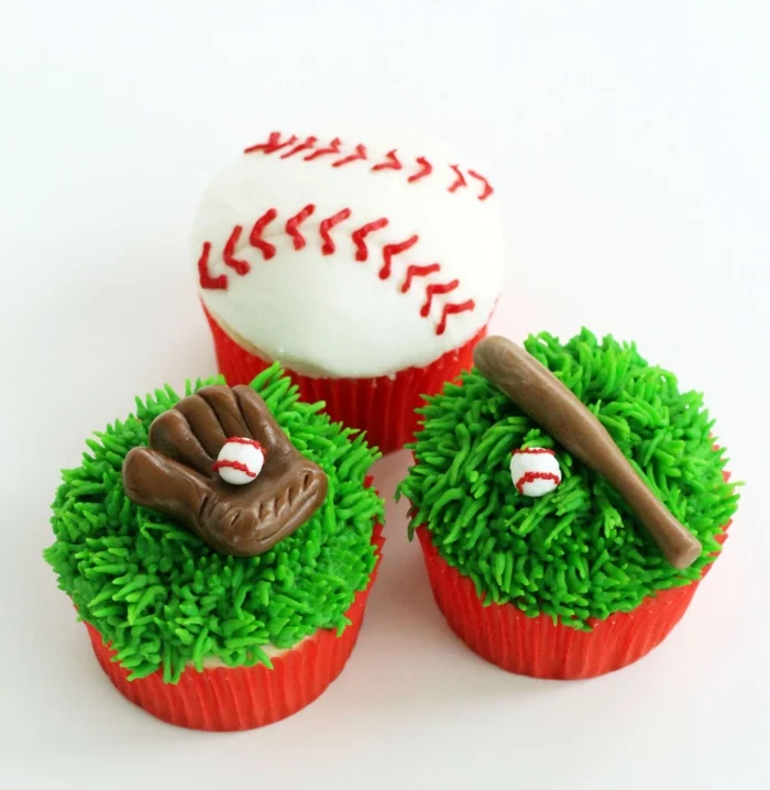 cupcake deco ideen baseball party sportmotive