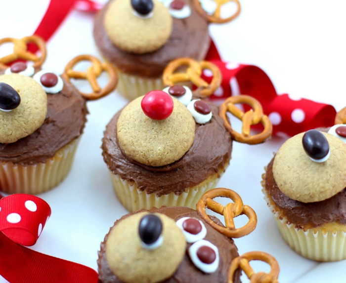 Cupcake Deko ideen weihnachten party rentier