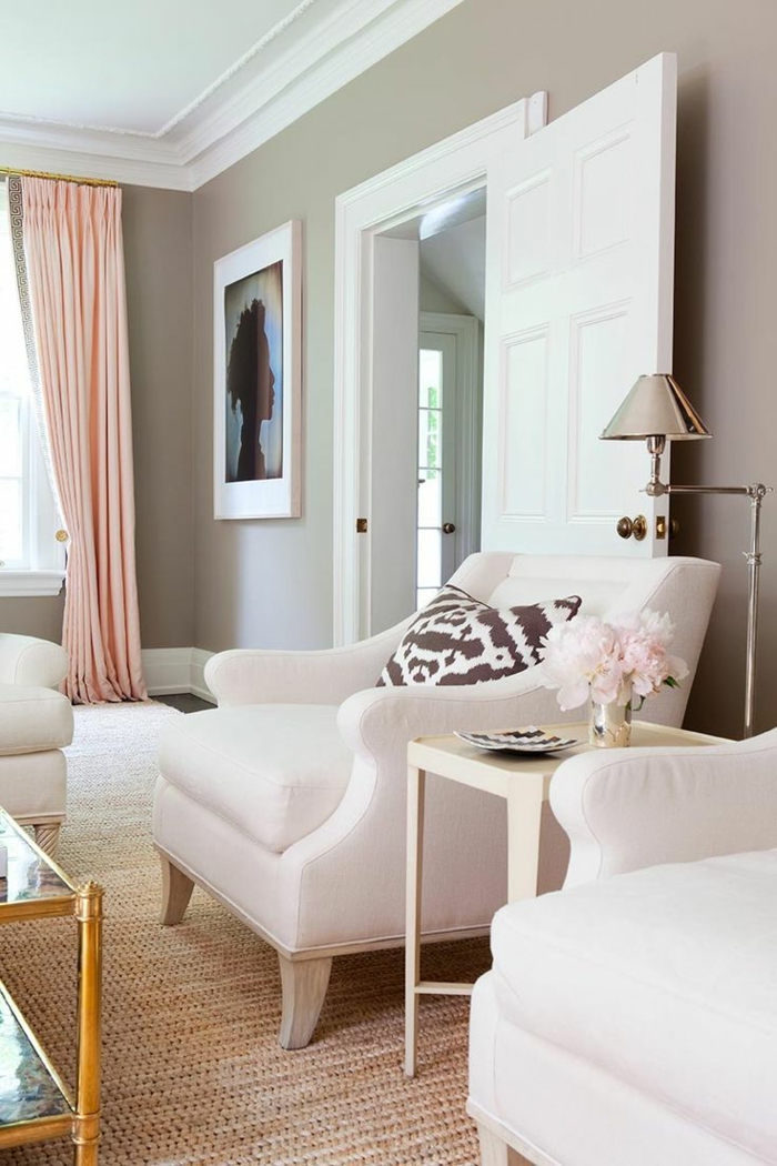 farbige wände beige wandfarbe wohnzimmer sisalteppich