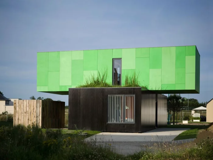 fertighaus modern ausgefallen grün moderne architektur
