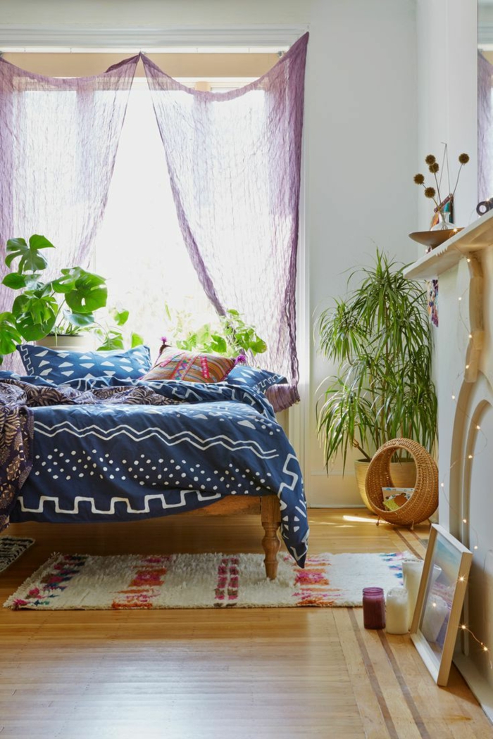 innenpflanzen dekoideen schlafzimmer farbige textilien