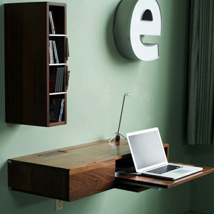 kleines Home Office einrichten Schreibtisch Wandtisch platzsparend
