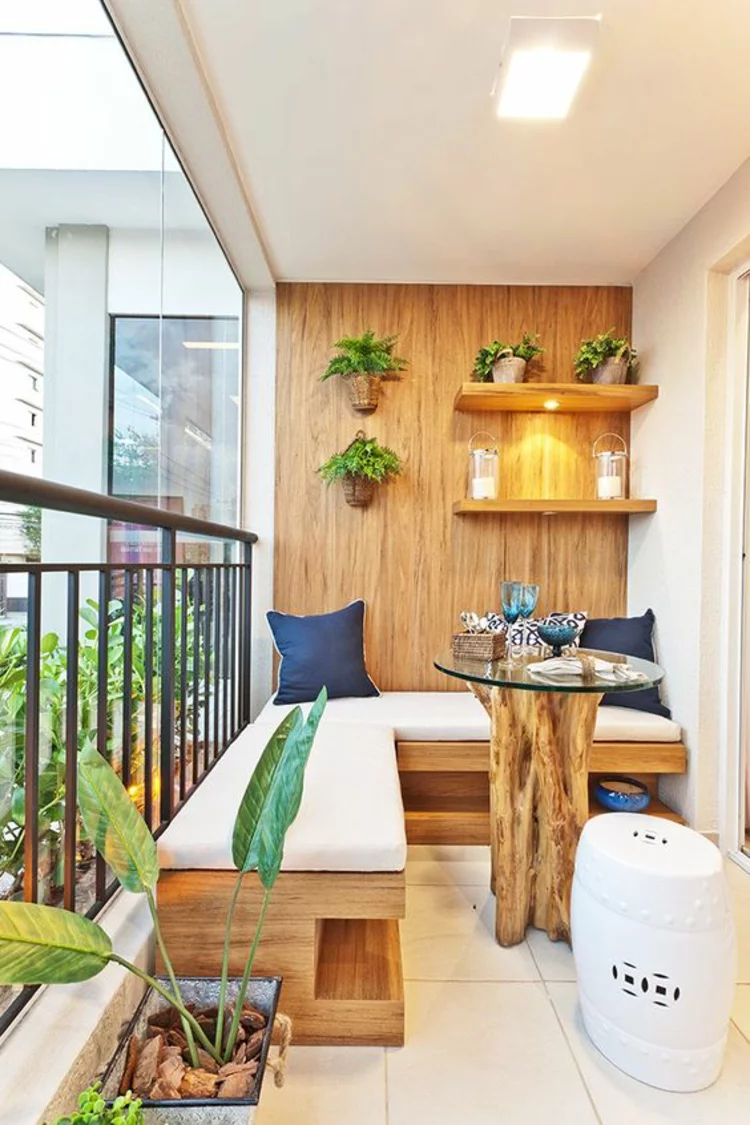 moderne Terrassengestaltung Bilder Balkonmöbel Holz Wandverkleidung