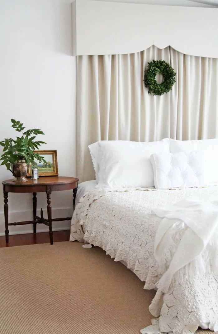 schlafzimmer weiß dekoideen pflanze stilvolle gardinen