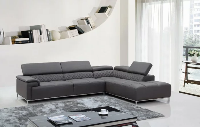 sofa grau ecksofa eleganter teppich