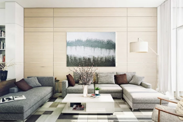sofa grau funktionaler couchtisch wohnideen wohnzimmer