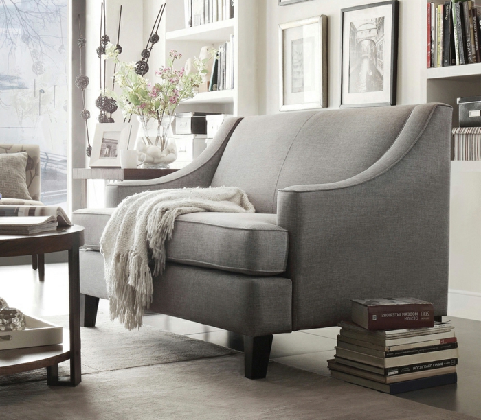 sofa grau hellgrau stilvoll skandinavisch