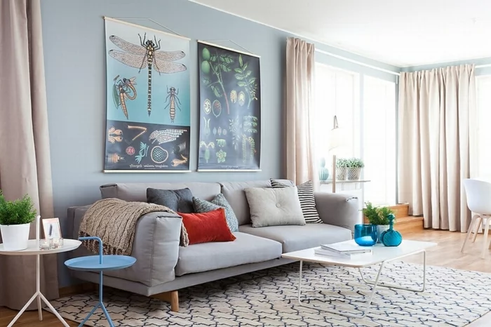 sofa grau skandinavisches wohnzimmer wohnideen wohnzimmerteppich
