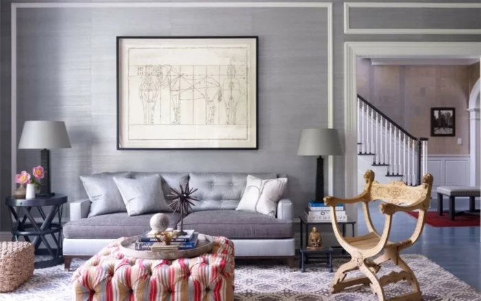 sofa grau wohnzimmereinrichtung ideen cooler stuhl