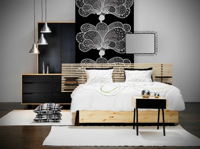 Muster in Schwarz-Weiß wandgestaltung mit Farbe wandgestaltung schwarz weiß schlafzimmer einrichten meer