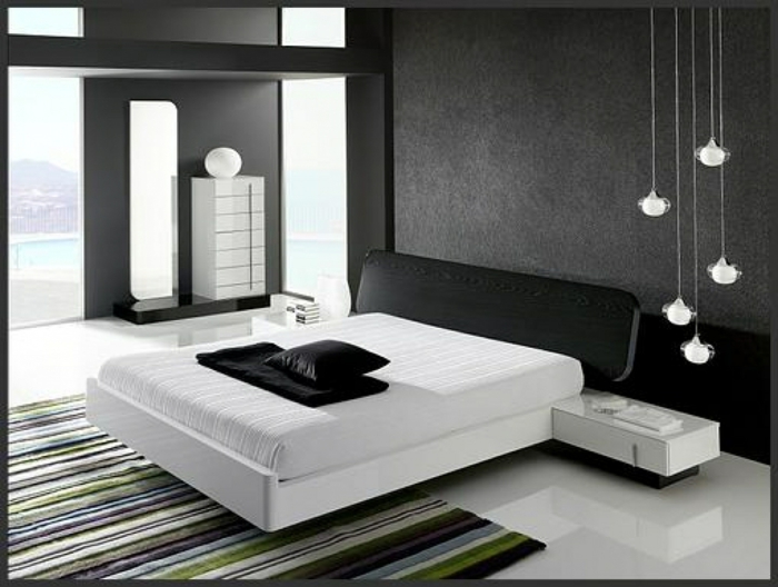 Muster Schwarz-Weiß wandgestaltung mit Farbe wandgestaltung schwarz weiß schlafzimmer einrichten weiss schwarz muster typo