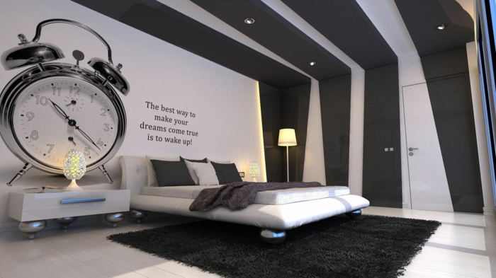Muster in Schwarz-Weiß wandgestaltung mit Farbe einrichtungsbeispiele schwarz weiß schlafzimmer gestaltung