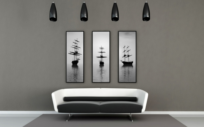 Muster in Schwarz-Weiß wandgestaltung mit Farbe einrichtungsbeispiele schwarz weiß wohnzimmer einrichten accessoires